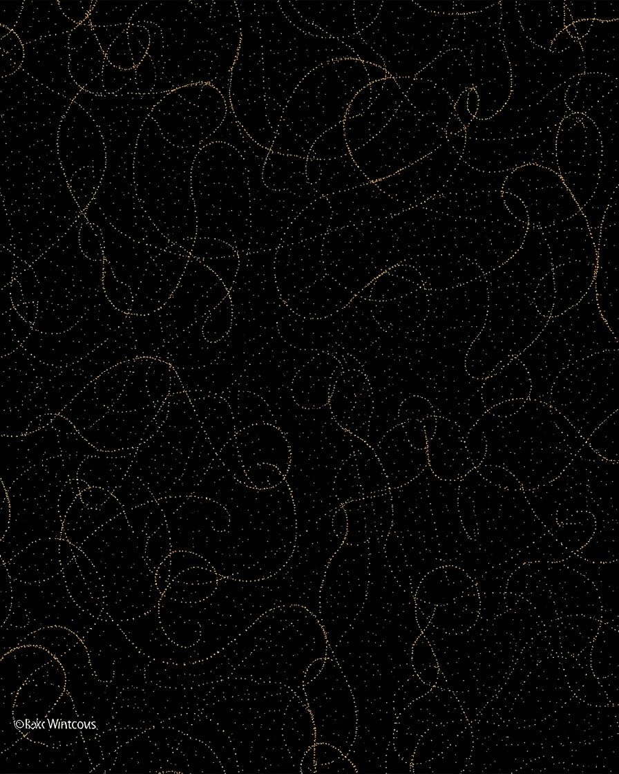 Black Gold Swirl Starry Night Rug