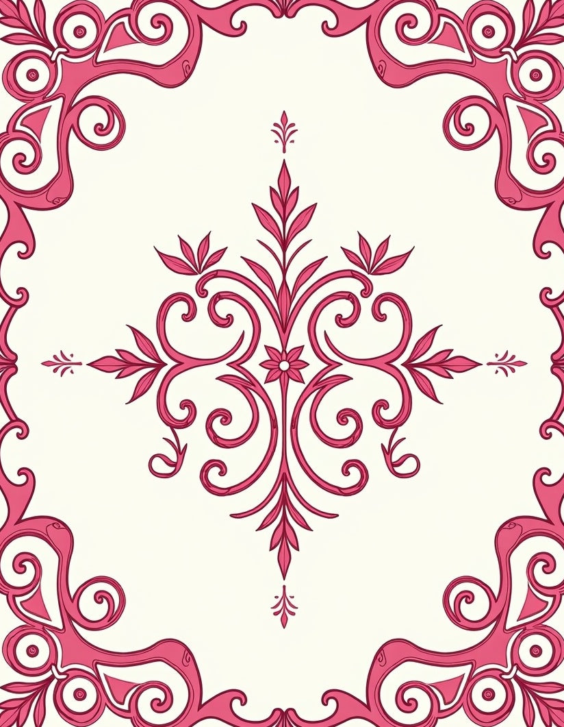 Elegant Scrollwork Floral Pattern Rug