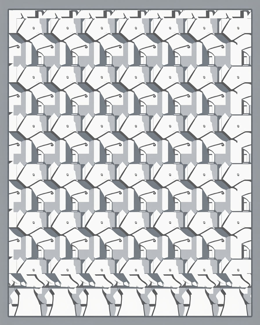 Monochromatic Geometric Architectural Pattern Rug