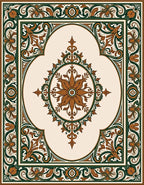 Elegant Floral Medallion Border Rug