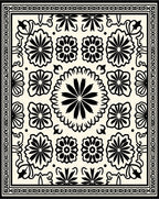 Black White Floral Patterned Rug