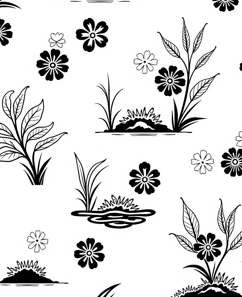 Floral Botanical Line Art Design Rug