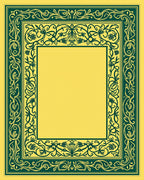 Ornate Green Floral Scroll Pattern Rug