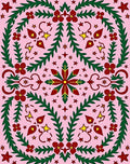 Crimson Green Floral Starburst Pink Rug
