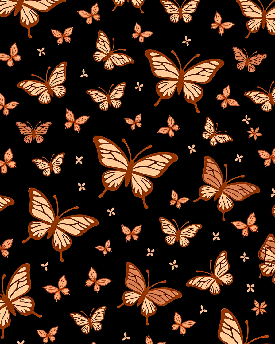 Brown Butterfly Patterned Whimsical Rug