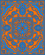 Vibrant Orange Blue Paisley Pattern Rug