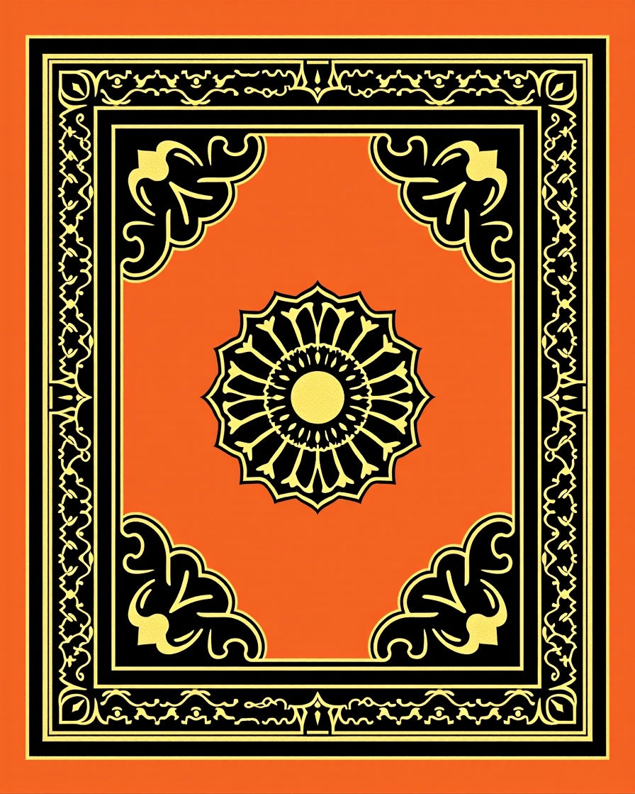 Ornate Floral Border Centerpiece Rug