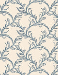 Delicate Blue Vine Swirl Pattern Rug
