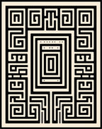 Black Abstract Geometric Maze Design Rug