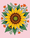 Golden Sunflower Floral Mandala Design Rug