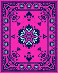 Vibrant Floral Medallion Border Rug