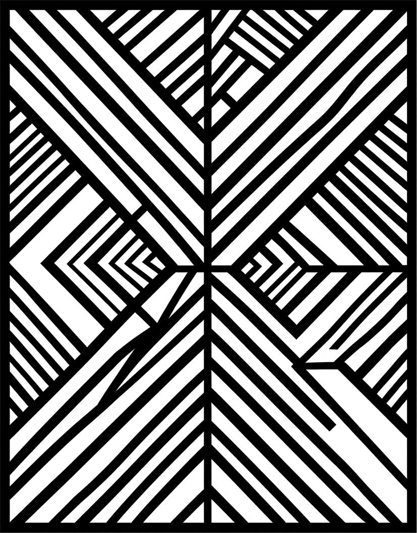 Bold Black White Geometric Lines Rug