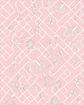 Delicate White Leaf Patterned Pink Rug