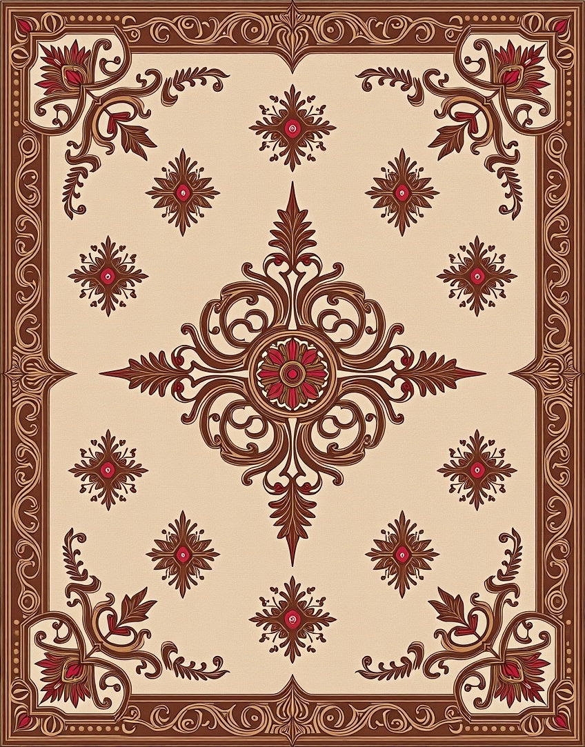 Rich Floral Scrollwork Pattern Rug