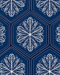 Deep Blue Hexagon Floral Medallion Rug