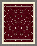 Farmhouse Bordered Cream Red Patterned Rug