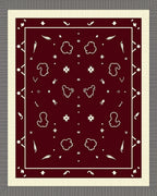 Farmhouse Bordered Cream Red Patterned Rug