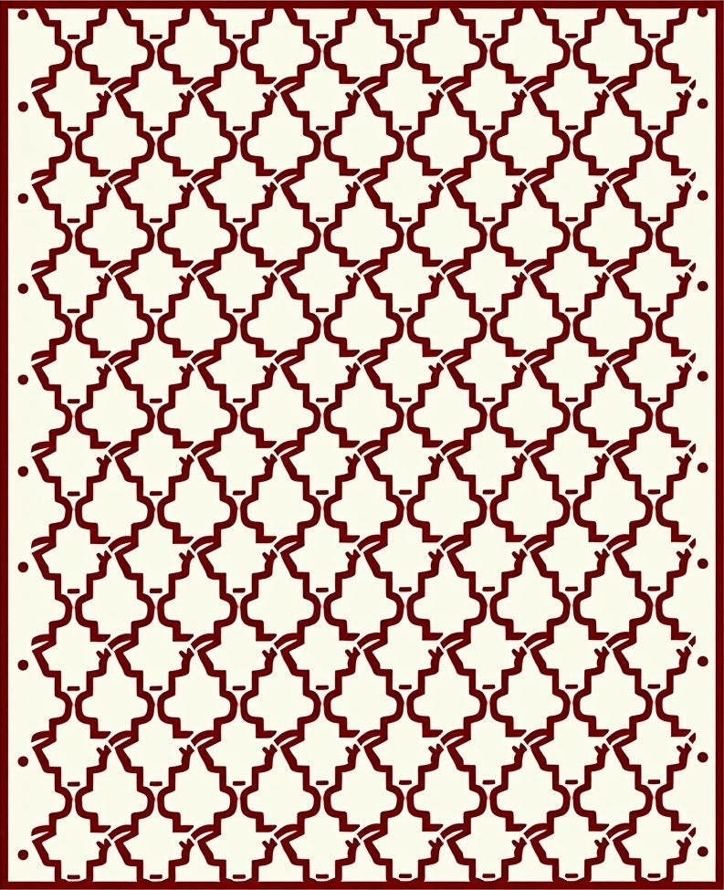Maroon Lattice Geometric Pattern Rug