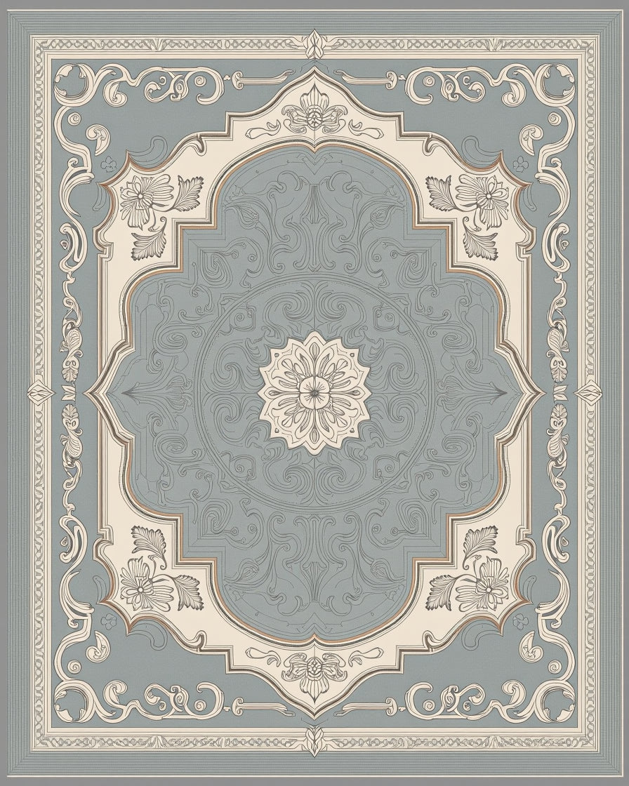 Classic Floral Medallion Beige Rug