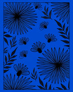 Bold Black Floral Vine Pattern Rug