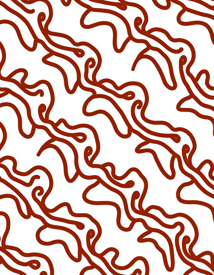Red Abstract Swirl Patterned Rug