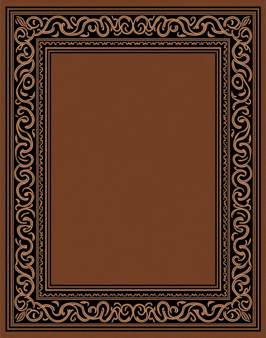 Classic Black Gold Scroll Border Rug
