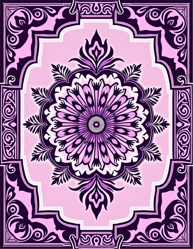Ornamental Mandala Flower Pattern Rug