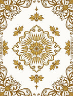 Ornate Gold Floral Mandala Pattern Rug