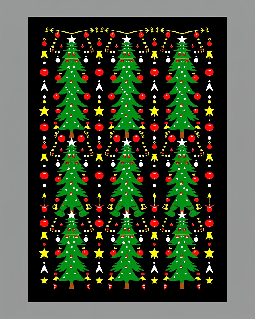 Festive Green Christmas Tree Garland Rug