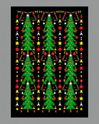 Festive Green Christmas Tree Garland Rug