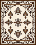 Ornate Scrollwork Cream Brown Classic Rug