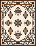Ornate Scrollwork Cream Brown Classic Rug
