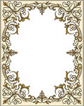 Classic Gold Floral Swirl Frame Rug