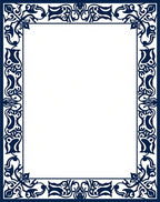 Deep Blue Ornate Scroll Border Rug