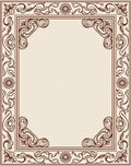 Ornate Floral Scrollwork Decorative Border Rug