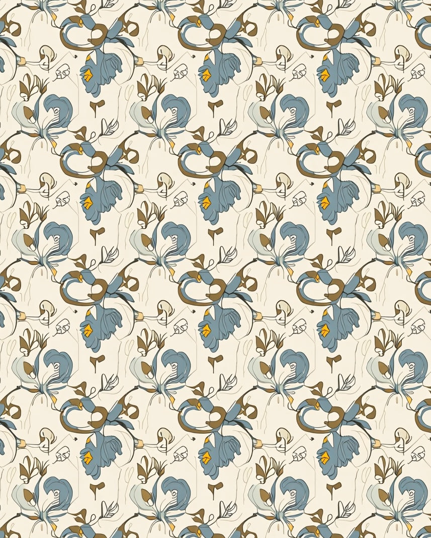 Blue Floral Abstract Pattern Design Rug