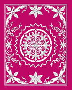 Fuchsia Floral Medallion Border Rug