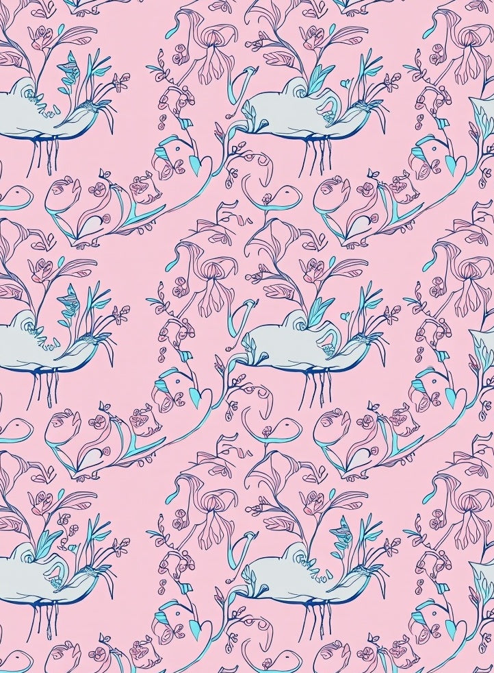 Whimsical Pink Floral Animal Garden Rug