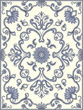 Classic Blue Floral Scroll Pattern Rug