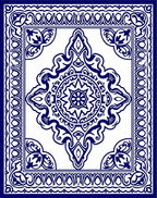 Classic Blue White Intricate Floral Design Rug