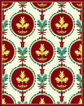Rich Burgundy Yellow Teal Medallion Pattern Rug
