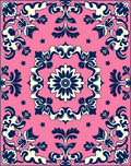 Pink Floral Scrollwork Damask Rug