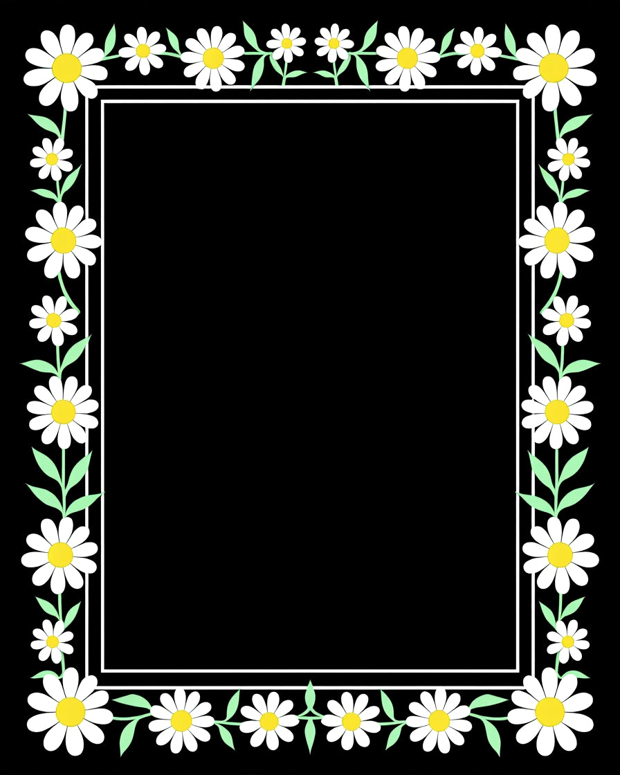 Daisies and Leaves Border Design Rug
