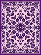 Ornate Violet Pink Floral Design Rug