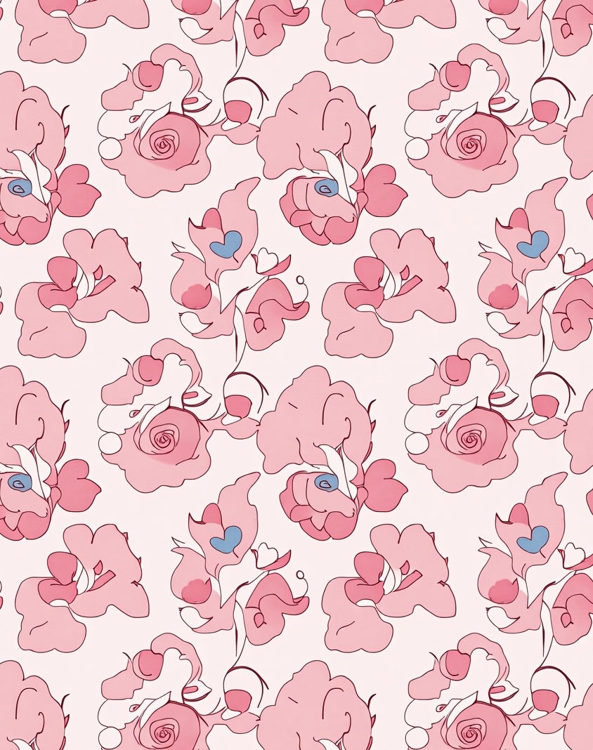 Whimsical Pink Floral Swirls Rug