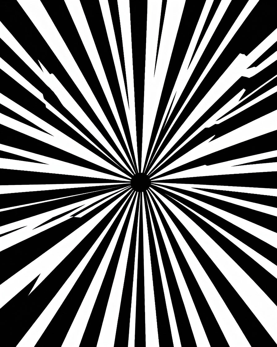 Bold Sunburst Black White Pattern Rug