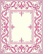 Ornate Pink Floral Scroll Border Rug