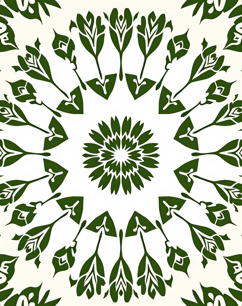 Green Floral Mandala Pattern Rug