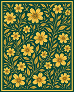 Golden Floral Vine Pattern Rug