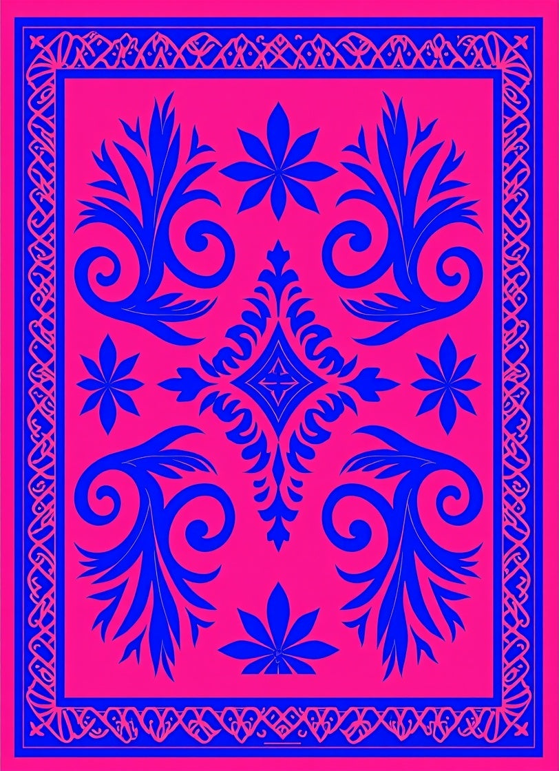 Bold Floral Scroll Pattern Rug